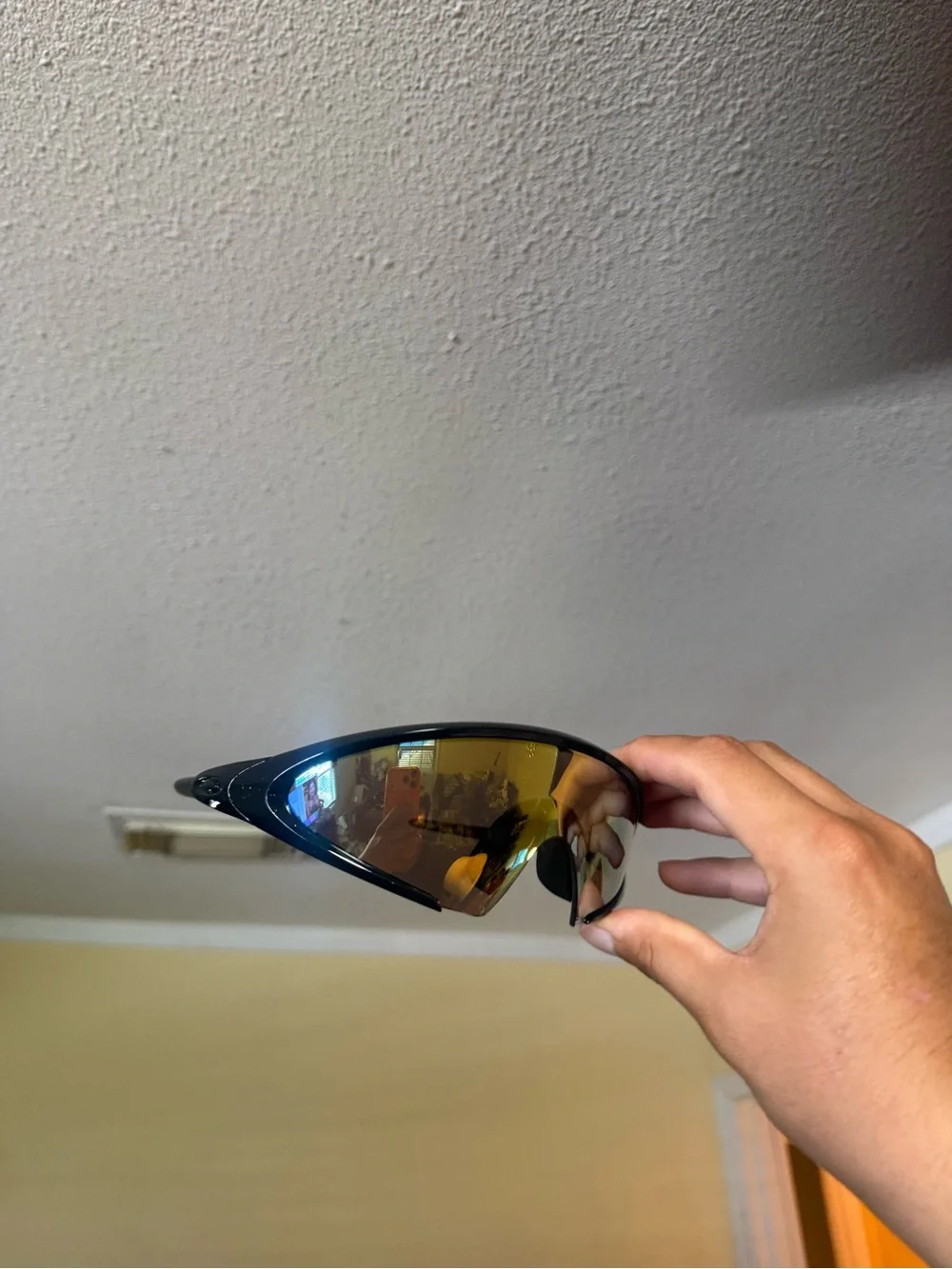 Sport Wrap Sunglasses with Gold Mirrored Lens Oakley
